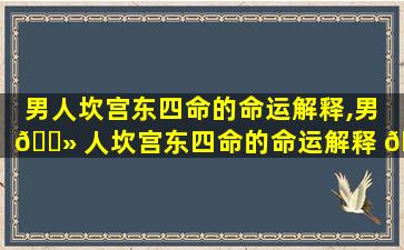 男人坎宫东四命的命运解释,男 🌻 人坎宫东四命的命运解释 🐦 是什么